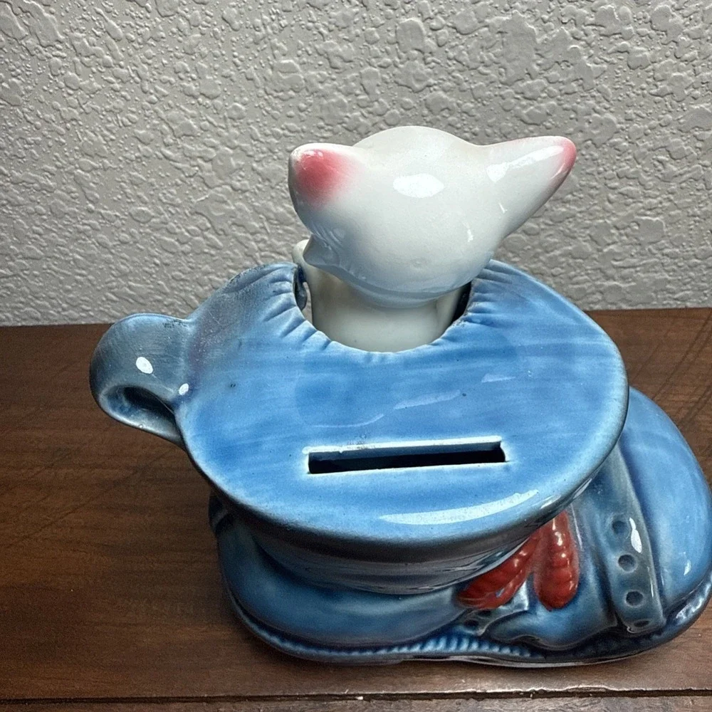 Vintage Kitty Cat in a Shoe Piggy Bank Japan